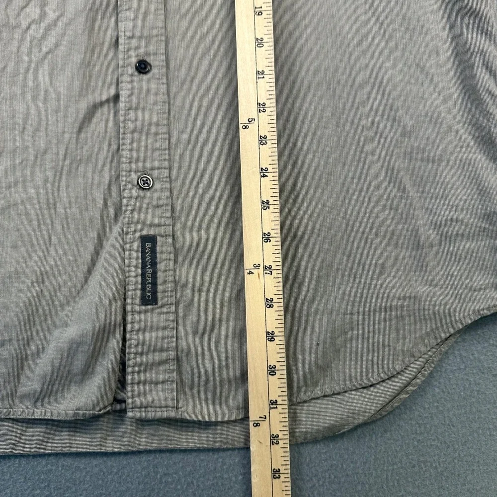 Banana Republic Mens Large Khaki Two Ply Cotton Long Sleeve Button Down Shirt
